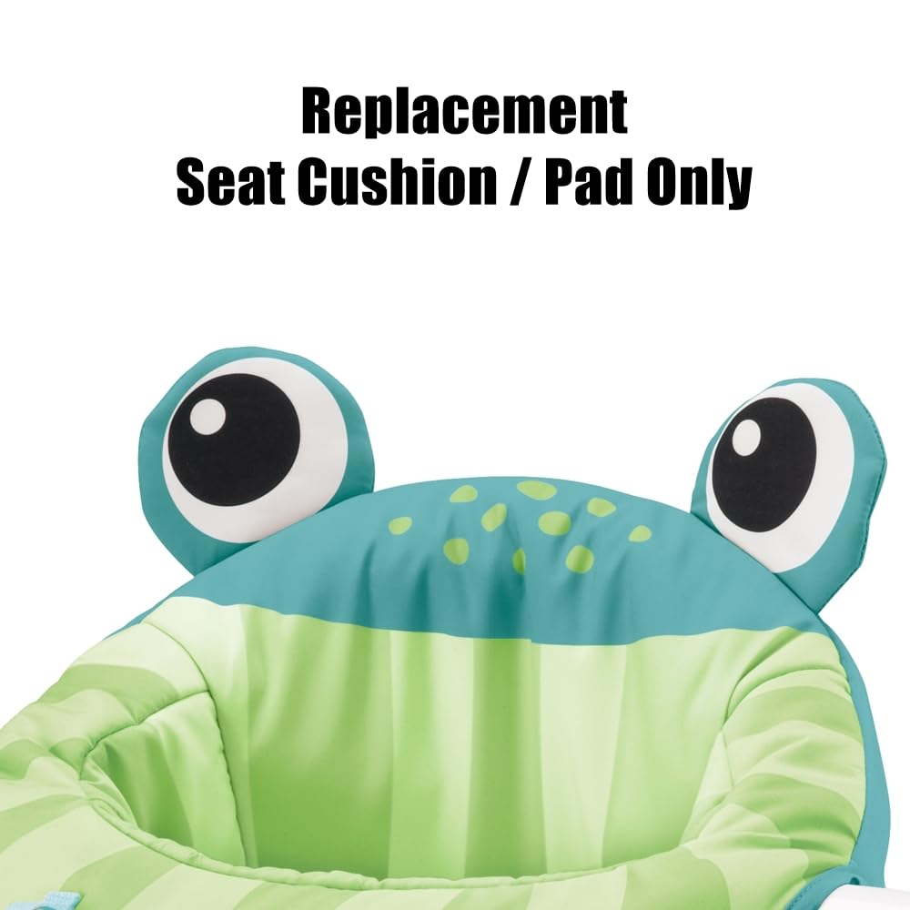 Mattel Replacement Part for Fisher-Price Sit-Me-Up Baby Floor Seat - FWY43 ~ Replacement Seat Cushion/Pad ~ Green and White Frog Print Chevron Pattern, Green, BLue, White, Black
