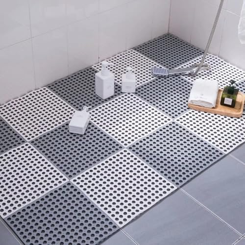 MEMETARO お風呂マット 浴室内マット 洗い場 お風呂 滑り止め マット バスマット 防カビ 赤ちゃん 転倒防止 介護用(ホウイト+グレー)8PCS