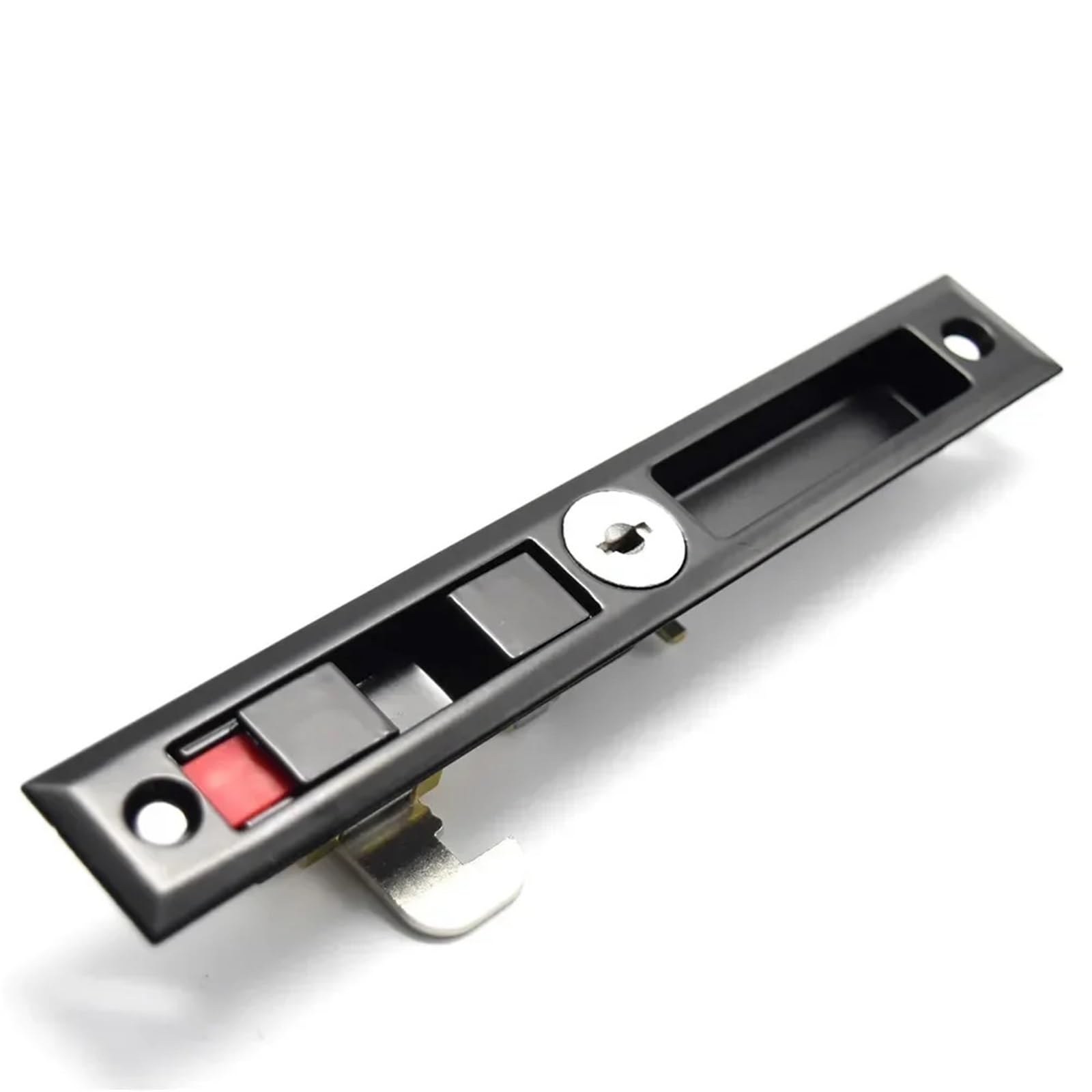 Cerradura de puerta corredera negra con 2 llaves de latón, accesorios de baño, pestillo for muebles, 1 unidad(Black No Key)