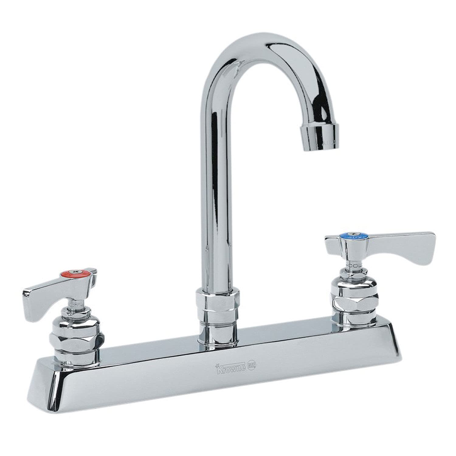 Royal Series 8" Center Deck Mount Faucet by Krowne – 17"L x 14"W x 8"H, Brass, Model 15-501L