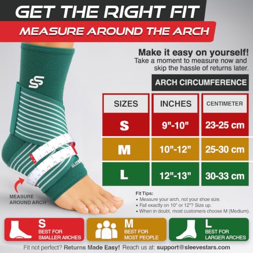 Image of Sleeve Stars Ankle Brace for Women & Men, Ankle Wrap for Sprain, Compression Sleeve for Plantar Fasciitis Relief, Easy Customizable Support: w / Removable Strap (Pair /M:10 inch-12 inch /Turquoise)