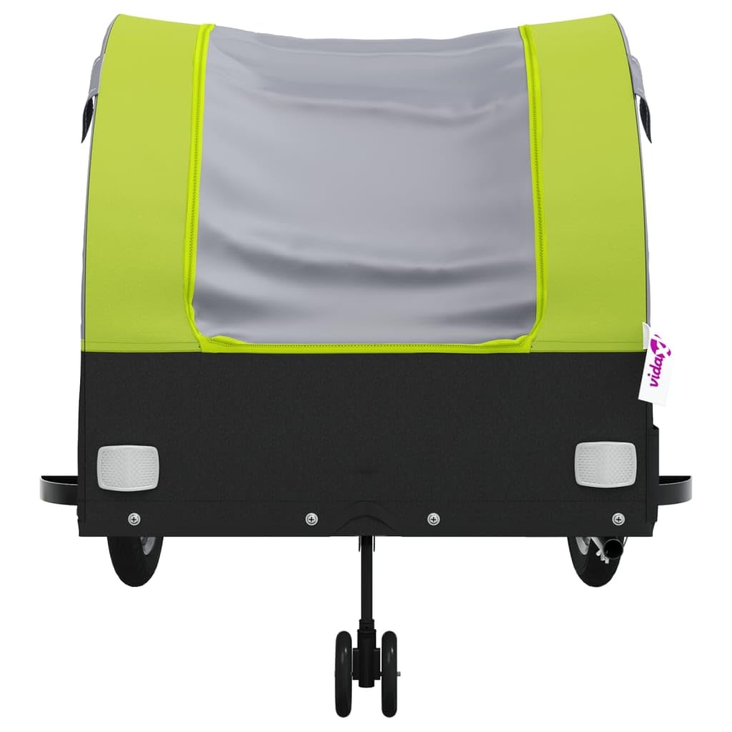 Remorque pour vélo Robuste Noir et Jaune Fer avec Roue de et Drapeau de sécurité idéale pour Transport Cargo Bagages et Promenade en Plein air