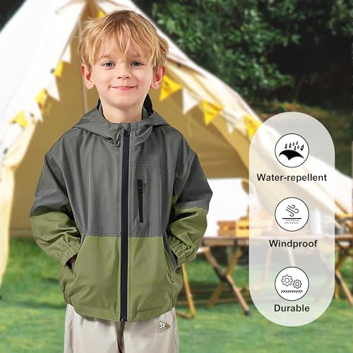 Image of Volunboy Toddler Boys Windbreaker Jackets Patchwork Lightweight Zip Hoodie Outerwear Fall Spring Windproof Hooded Coat