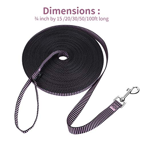 Image of Hi Kiss Dog /Puppy Obedience Recall Training Agility Lead - 15ft 20ft 30ft 50ft 100ft Training Leash - Great for Training, Play, Camping, or Backyard(50ft,BL+PK)