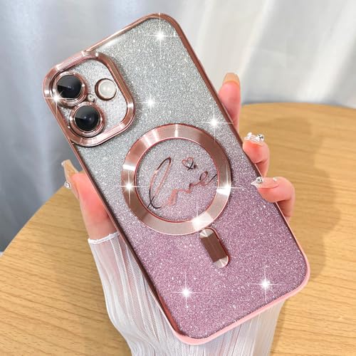 Image of ZIYE Magnetic Case Designed for iPhone 16 Glitter Case-Pink