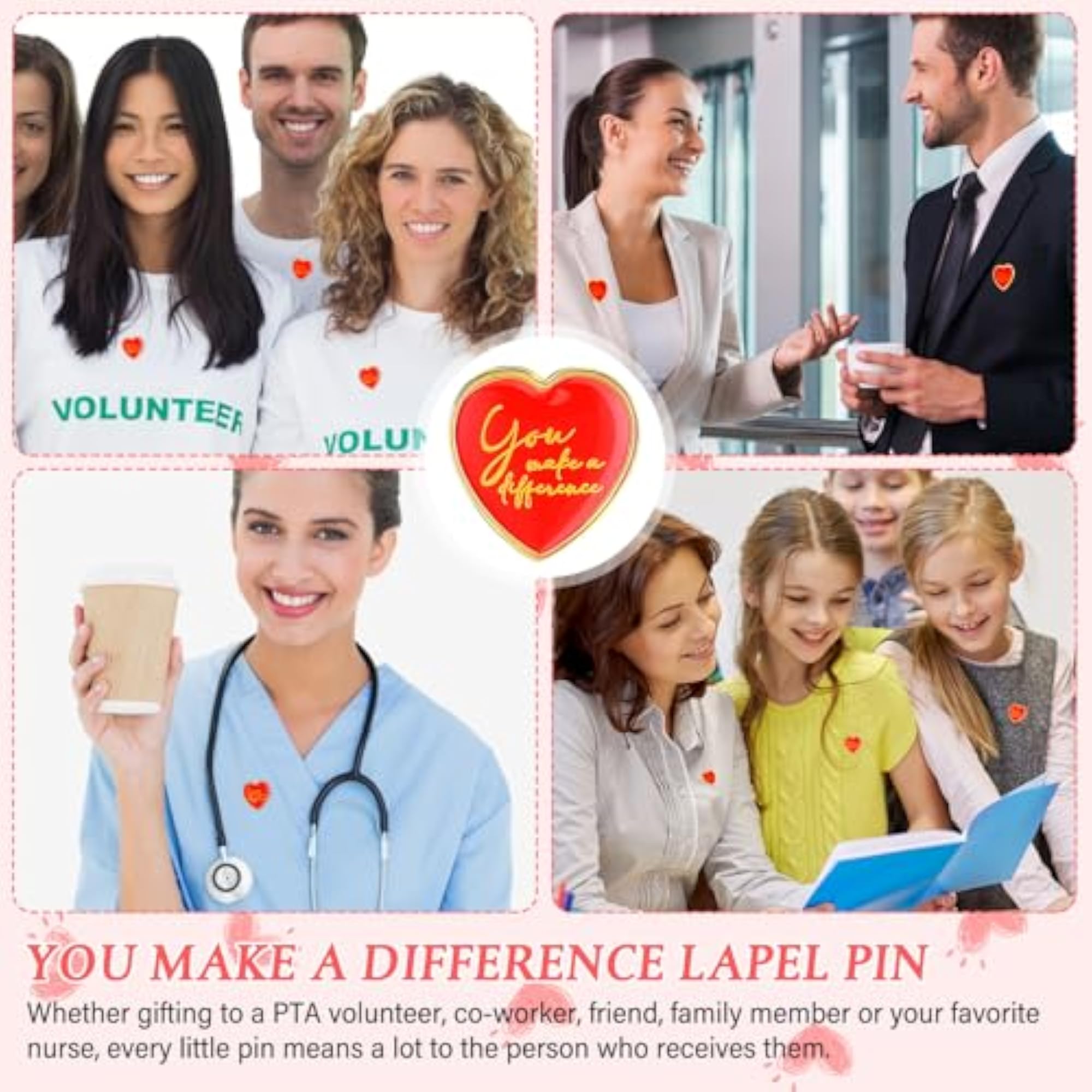 Motivational Heart Shape Graduation Button Pins, Enamel