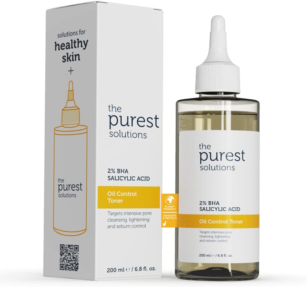 The Purest Solutions Oil Control Toner (2% BHA Salicylic Acid) - Oily, Pore Balancing Toner for Acne & Scarred Skin - Blackhead Targeted Formula - Vegan | Cruelty Free | Eco Friendly (6.76 fl. oz)