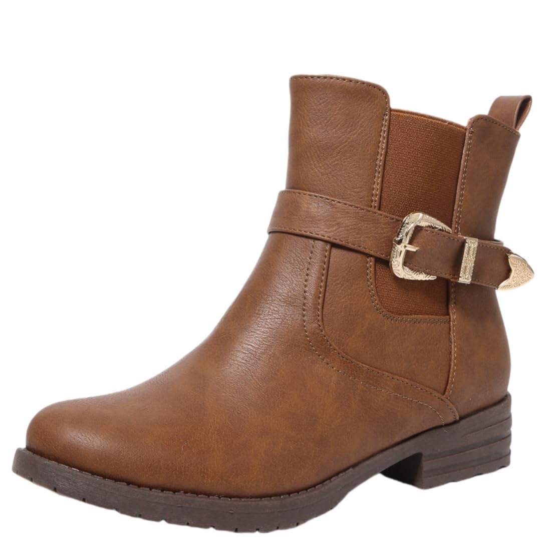 Womens Fall Flat Ankle Boots Low Heel Booties Slouchy Leather Ankle Boots Classic Side Zip Comfort Fashion Booties