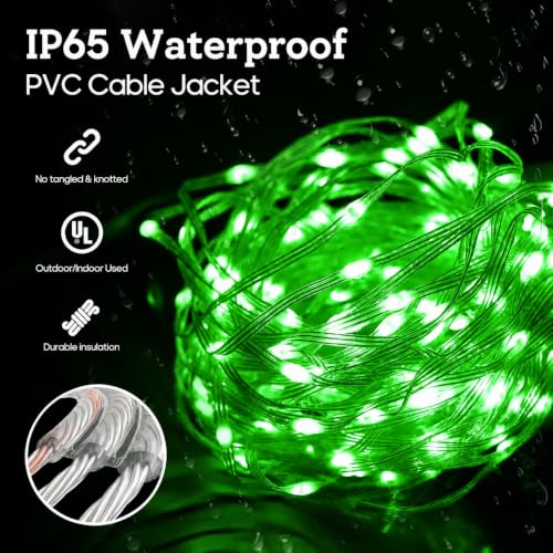 Image of fizzytech Rice Fairy String Lights, 10 Meter Copper Wire Point Control Lights with 8 Flash Modes for Diwali, Christmas, Wedding, Window, Garden & Home Decoration - Green, 100 LED