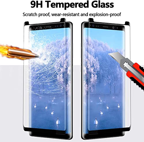 Image of STP FEEL Advanced Black Border Tempered Glass Protector for Samsung Galaxy Note 8 | Full Edge to Edge Screen Protector Guard Protector, Pack of 1