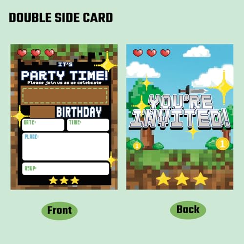 Lumoaster Gamer Birthday Invitations - 20 Pack