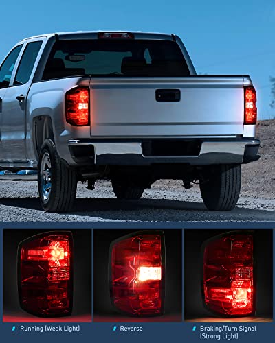 Image of Nilight Taillight Assembly for 2014 2015 2016 2017 2018 2019 Chevy Silverado 1500 2500HD 3500HD 2015-2019 GMC Sierra 3500HD 2019 Silverado 1500LD OE Style Rear Lamp Driver Side
