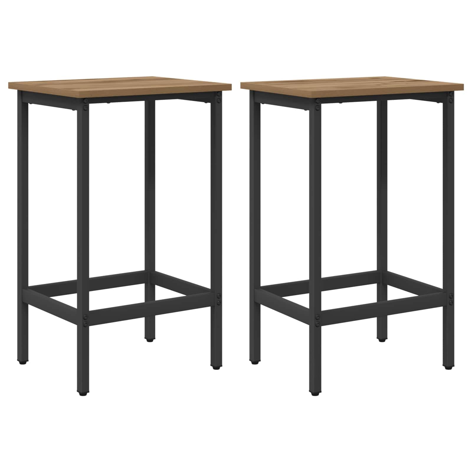 Taburete de bar 2 piezas Roble Artesano 40 x 32 x 64 cm Madera procesada