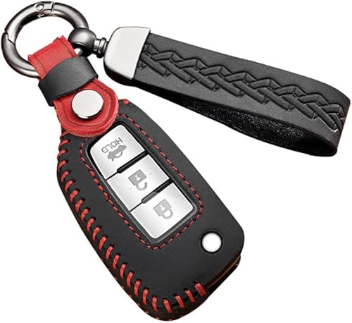 ontto Funda de piel compatible con Nissan Rogue Flip Key Bag de coche, color negro