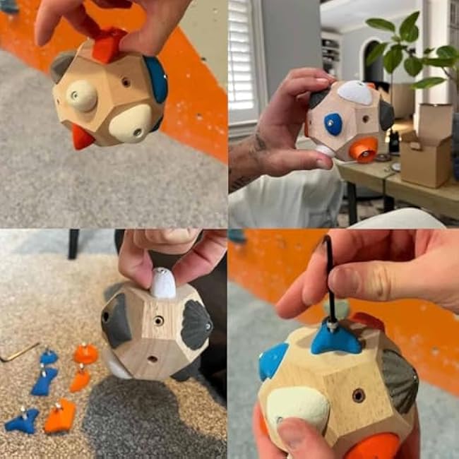 2 Pcs Handcrafted Boulder Blocks,Build Strength and Precision, Finger Training Tool for Climbers, 3D Climbing Ball, Anywhere to Simulate Rock Climbing, Gift for Mountain Rock Climbers