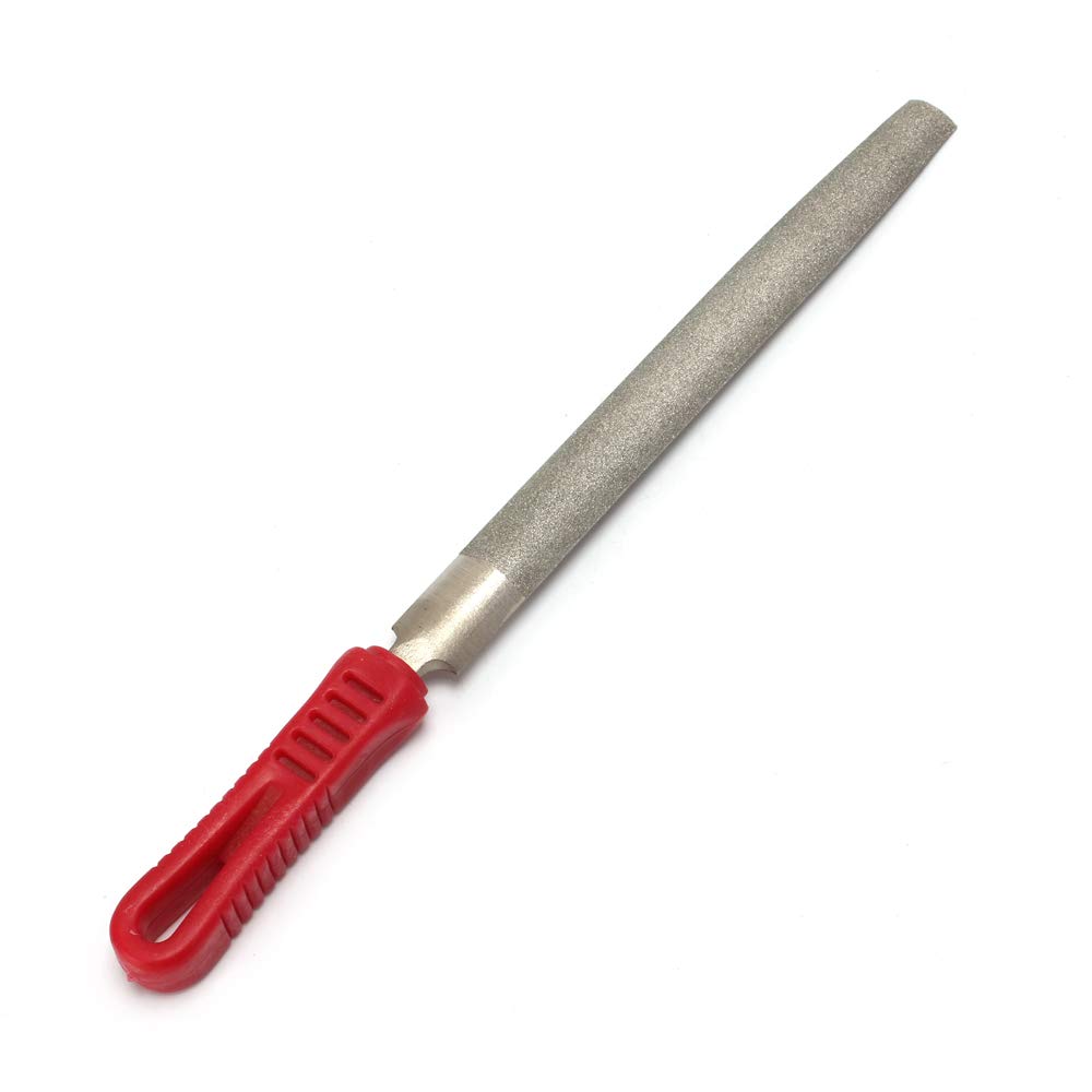8-inch Diamond Coated Half Round File 120 Grit | Plastic Handle Tool For Glass, Stone, Marble Grinding
