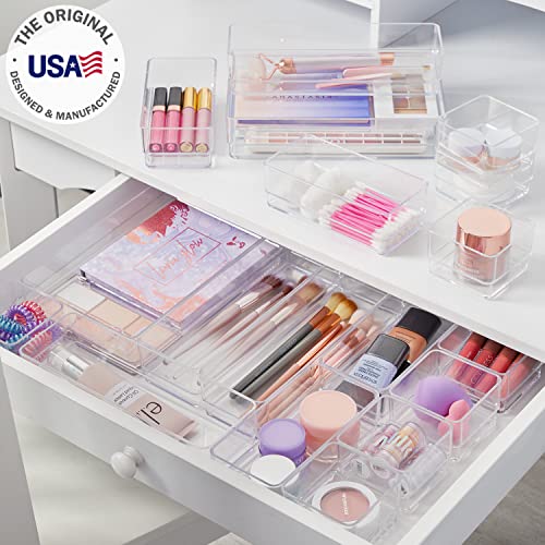 Stori Simplesort 18-Piece Stackable Clear Drawer Organizer Set | Multi-Size Trays | Makeup Vanity Storage Bins And Office Desk Drawer Dividers | Made In Usa #TOP1