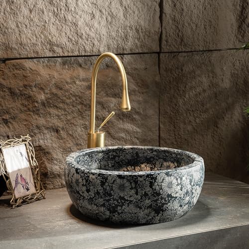 Retro Ceramic Vessel Sink with Faucet - Compact Round Bathro