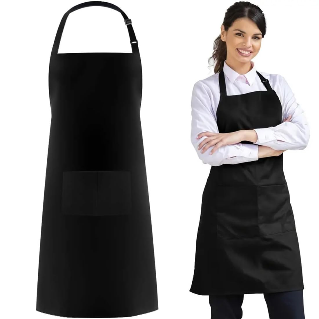 NJCXOLA Delantales Impermeables Ajustables del Cocinero Delantale de Cocina para Mujeres Hombres,Delantal Chefs Cocina para Cocinar/Hornear