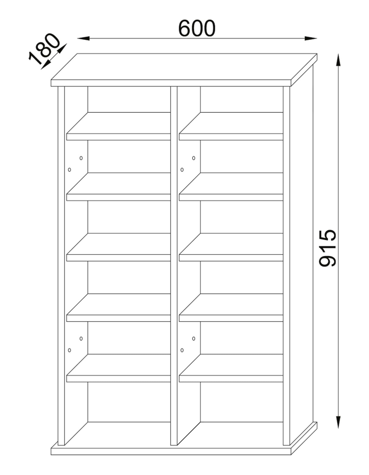 VCM 30051 CD/Dvd Möbel Galleria per 300 CD Legno 91,5 x 60 cm, Nero