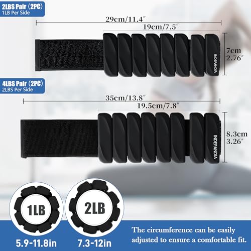 INDEPANDIA Wrist & Ankle Weights for Women and Men, 4lbs Pair Adjustable Silicone Weighted Bangles for Arm & Leg Workouts, Perfect for Pilates, Yoga, Walking & Home Fitness Training Black by INDEPANDIA - Image 6