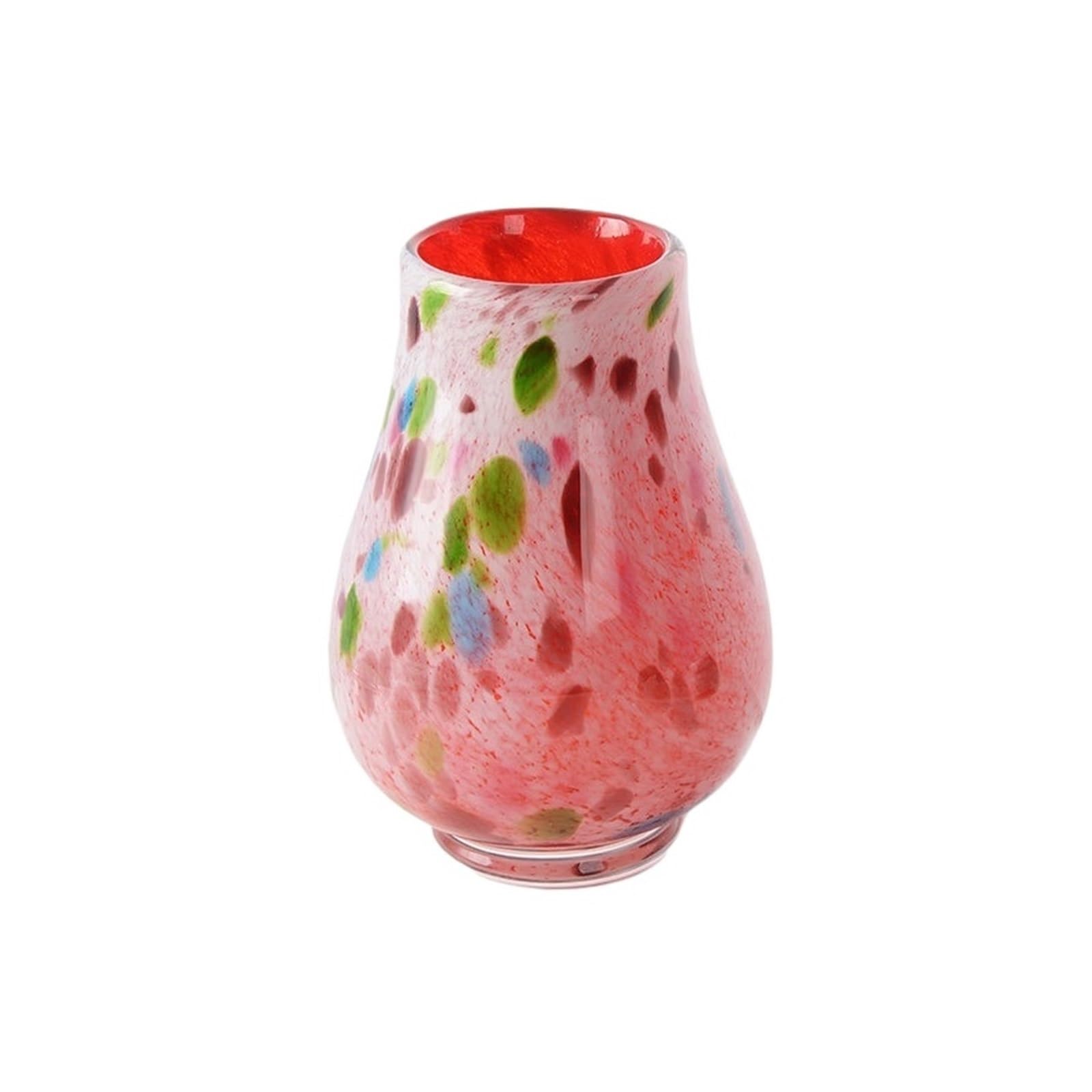 Decorative Vases Pink Multicolored Speckled Glass Vase 35.5cm Tall Hand-Blown Decorative for Modern Home Decor Rustic