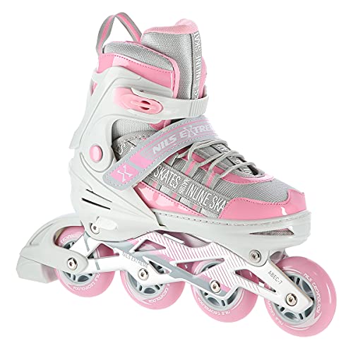 Nils Extreme Diva - Patines En Línea Para Niña Y Mujer Abec 7, Tallas 39-42, Ajustables , Color Gris Y Rosa Nils Extreme Diva - Patines En Línea Para Niña Y Mujer Abec 7, Tallas 39-42, Ajustables , Color Gris Y Rosa