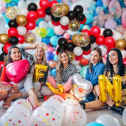 Image of DIY Balloon Arch & Garland Kit, 113Pcs Party Balloons Decoration Set, Gold Confetti Balloons & Gold Red Black White Latex Balloons for Baby Shower, Wedding, Birthday, Graduation Party