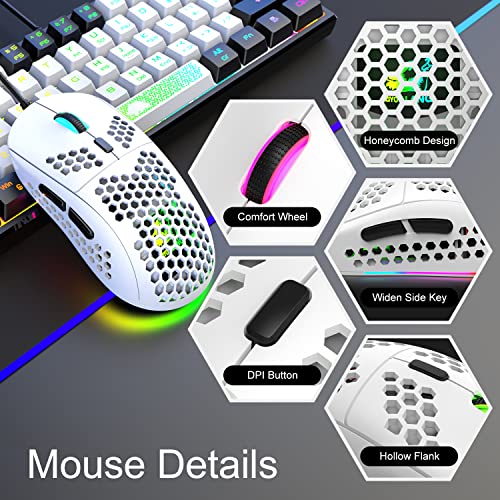 Image of XINMENG 60% Wired Gaming Keyboard And Mouse Combo True Rgb Mini Mechanical Feel Ultra-Compact Keyboard And Rgb 6400 Dpi Honeycomb Optical Mouse,Gaming Mouse Pad For Windows Mac Laptop Pc Gamer