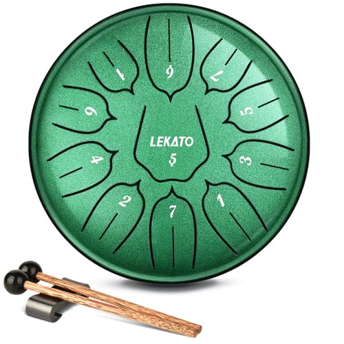 LEKATO Rain Drum for Outside, Steel Tongue Drum 6 Inch 11 Notes Rain Chime Percussion for Meditation...