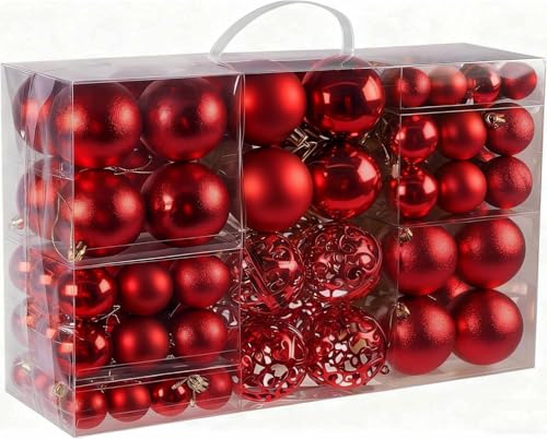 Lindahandel Premium Christbaumkugeln 100er Set in Rot,...