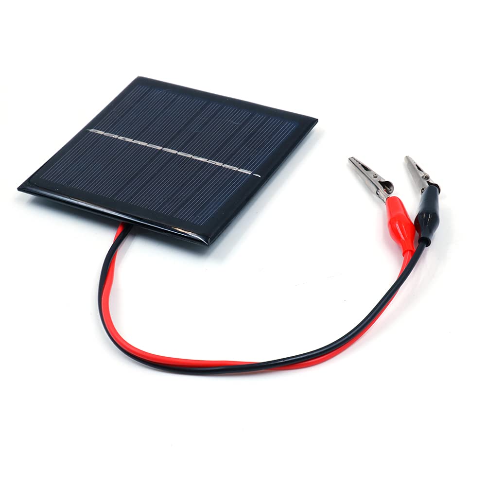 Kit mini pannello solare da 1 W 5,5 V, clip a coccodrillo con cavo da 35 cm, caricabatterie per batterie, casa fai-da-te, progetti scolastici di scienze, campeggio, pesca, escursionismo