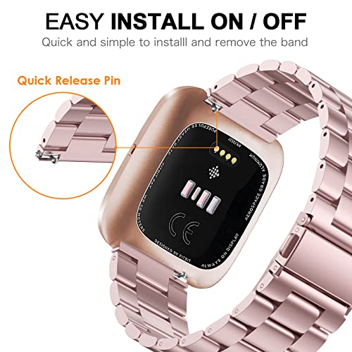 Hatolove Compatible with Fitbit Versa 2 Strap/Fitbit Versa Strap, Metal Stainless Steel Band Adjustable Replacement Strap Compatible with Fitbit Versa, Versa 2, Versa Lite - Image 3