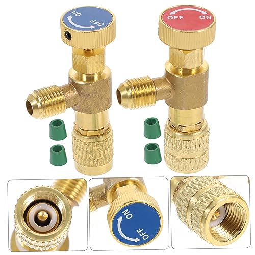 Válvulas de carga FAVOMOTO, 2 piezas, para aire acondicionado automotriz, adaptador de llenado de refrigerante con sellos giratorios, compatible con sistemas automotrices e industriales miniatura 6