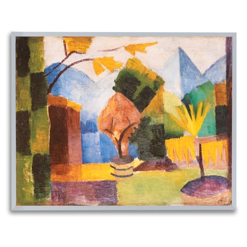 Jardin sur le lac du Thuner impression art Macke tableau décoratif encadré 50 x 70 cm
