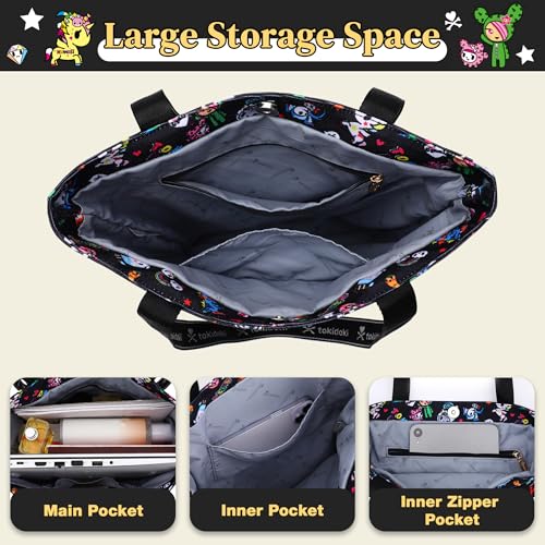 Image of tokidoki Large Tote Bag with Unicorno Keychain Laptop Travel Bag Shoulder Work Tote Weekender Bag Handbag for Women