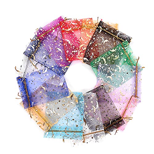 Multicolor Bolsas de Organza de Regalo Bolsas para Envoltura de Joyas Bolsas de Regalo de Organza con Cordón para Joyas Bolsitas de Organza Bolsas de Organza de Regalo con Cordón,7*9cm, 100 Piezas Cover