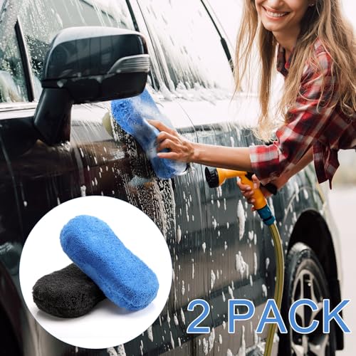 Image of Tanlade 2 Pcs Large Car Wash Sponge, Foam Sponge for Clean, Blue,Gray