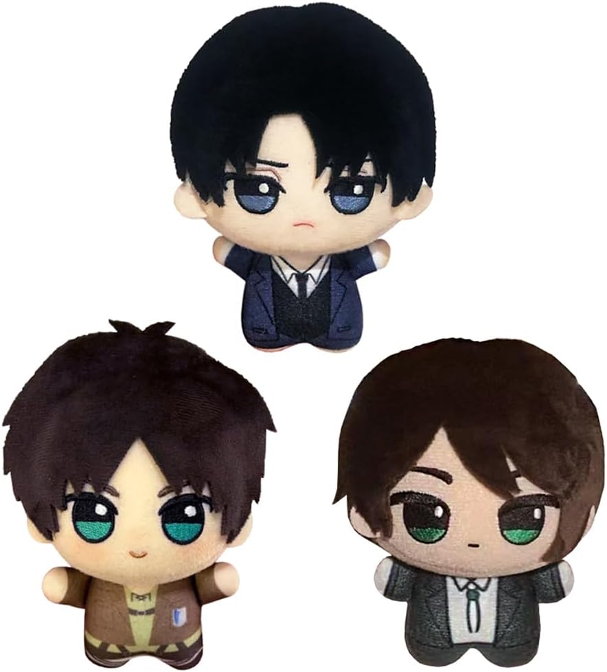 Eren Jaeger Plush Pendant Battle Uniform Levi Anime Stuffed Figure Cute Cartoon Throw Pillow Bag Pendant Decor