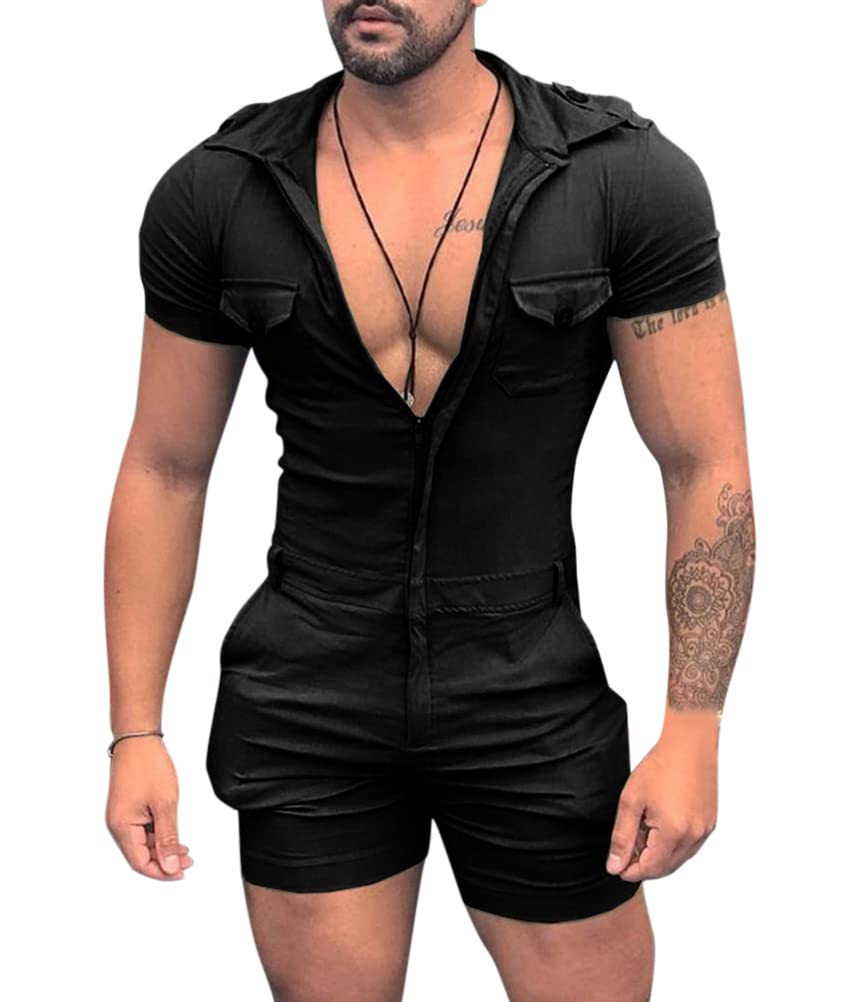 Mono de Manga Corta/Sin Manga para Hombre Informal Mono con Bolsillo Color Sólido Trajes de Playa Cremallera/Botón Mono de Una Pieza Una Variedad de Estilos Verano Cómodo Mono