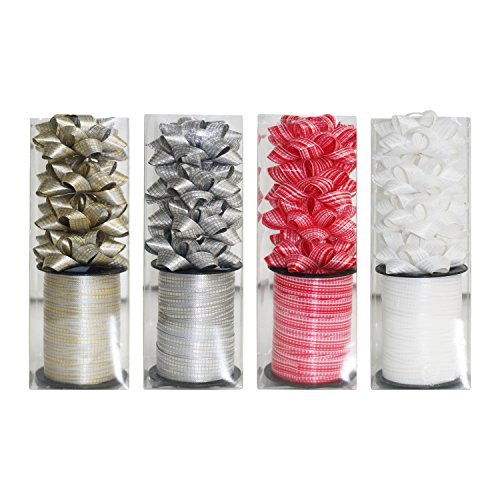 Set di 4 Regalo Natalizio Nastro & regalo Bow