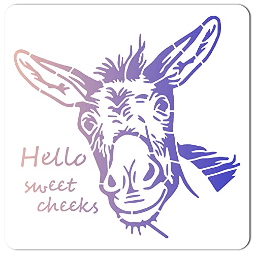 GORGECRAFT 30x30CM Donkey Templates Drawing Painting Stencils Large Reusable Plastic Square Stencils Sign for Painting on Wood Wall Scrapbook Card Floor Tile Drawing DIY Home Decor Crafts
