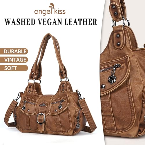 Image of Angel Kiss Hobo Bags for Women Vegan Leather Shoulder Purses and Handbags Ladies Roomy Tote Bags Purse with Crossbody Strap