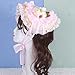 Elegant French Styles Fascinator Hat Lace Bowknot Straw Bonnet for Vintage Theme Party Gatherings and Beach Vacation Cosplay Peach