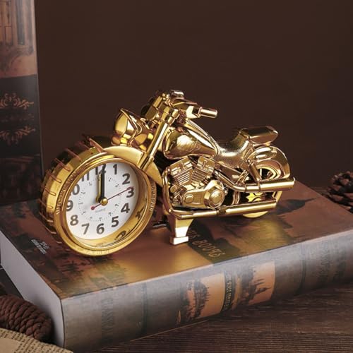 Image of FunBlast Alarm Plastic Clock for Heavy Sleepers Bike Shaped Retro, Stylish Analog Table /Desk Alarm Clock for Students, Table Clock for Bedroom, Living Room, Office, Return Gifts (Gold), 20*14 Cm