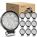 Nilight 10pack 4inch 27W Flood Round LED Work Light Fog Light Waterproof Offroad Driving Led light for Jeep SUV Boat Truck ATV Car,2 year Warranty