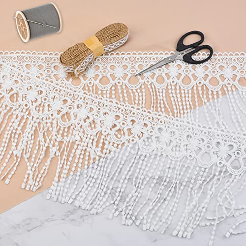 URROMA 2 Yards White Lace Trim with Tassel - Image 4