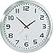 Produktbild EUROTIME Funkwanduhr, 50 cm, Aluminiumgehäuse, Echtglas, klares 12-Zahlen Zifferblatt, automatische Zeitein- und Zeitumstellung von Sommer- und Winterzeit, Wanduhr für Wohnbereich oder Büro, rote Sekunde, wandanliegend, nur für Innen, 56863