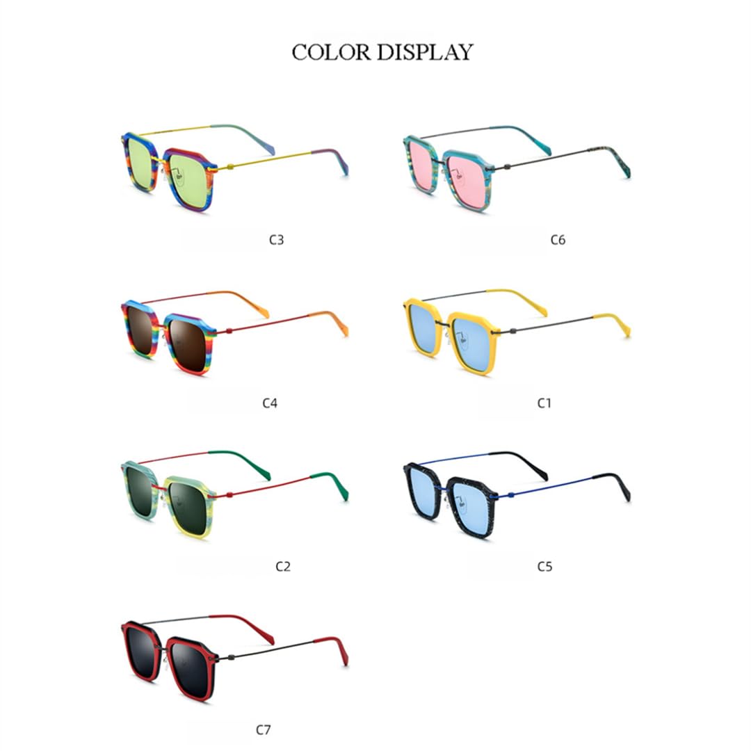 Occhiali da sole di tendenza in acetato e titanio puro, alla moda