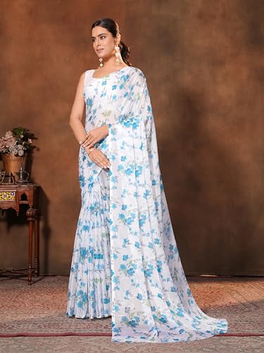 Image of Garden Vareli Floral Print Chiffon Saree